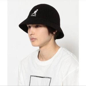 NEW Kangol Big Logo Casual Bucket Hat Black Small